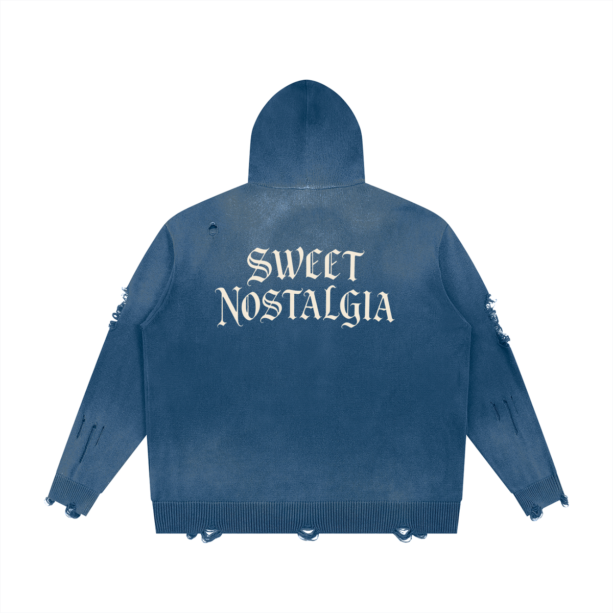 Unisex Distressed Sweet Nostalgia Full Zip Sweater