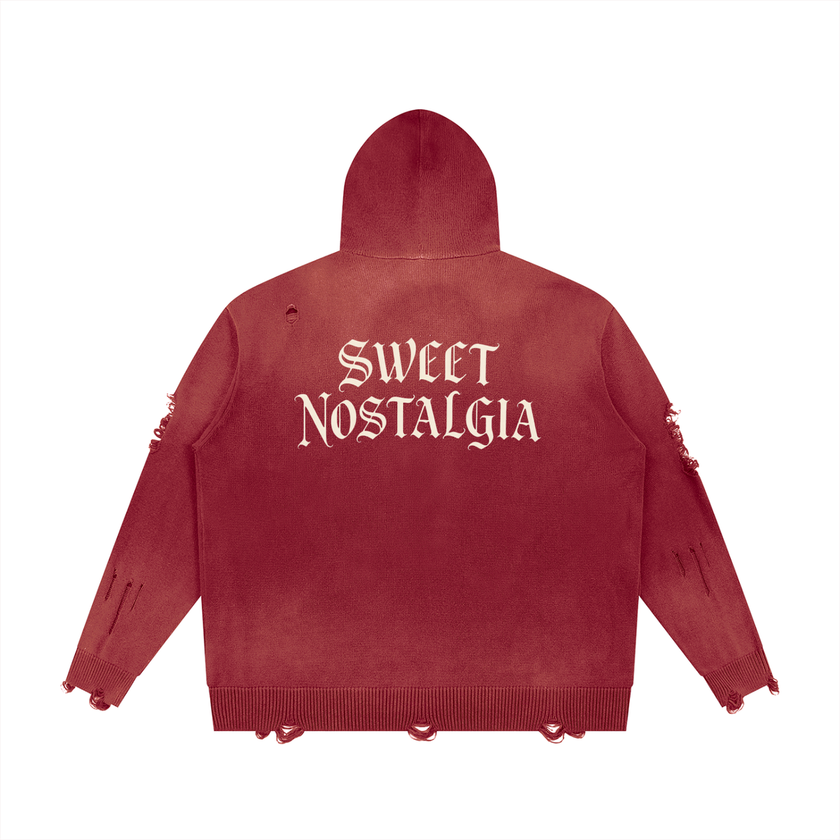 Unisex Distressed Sweet Nostalgia Full Zip Sweater
