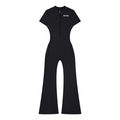 SWEET NOSTALGIA (Women’s) Tight Flared Leg Quarter-Zip Jumpsuit