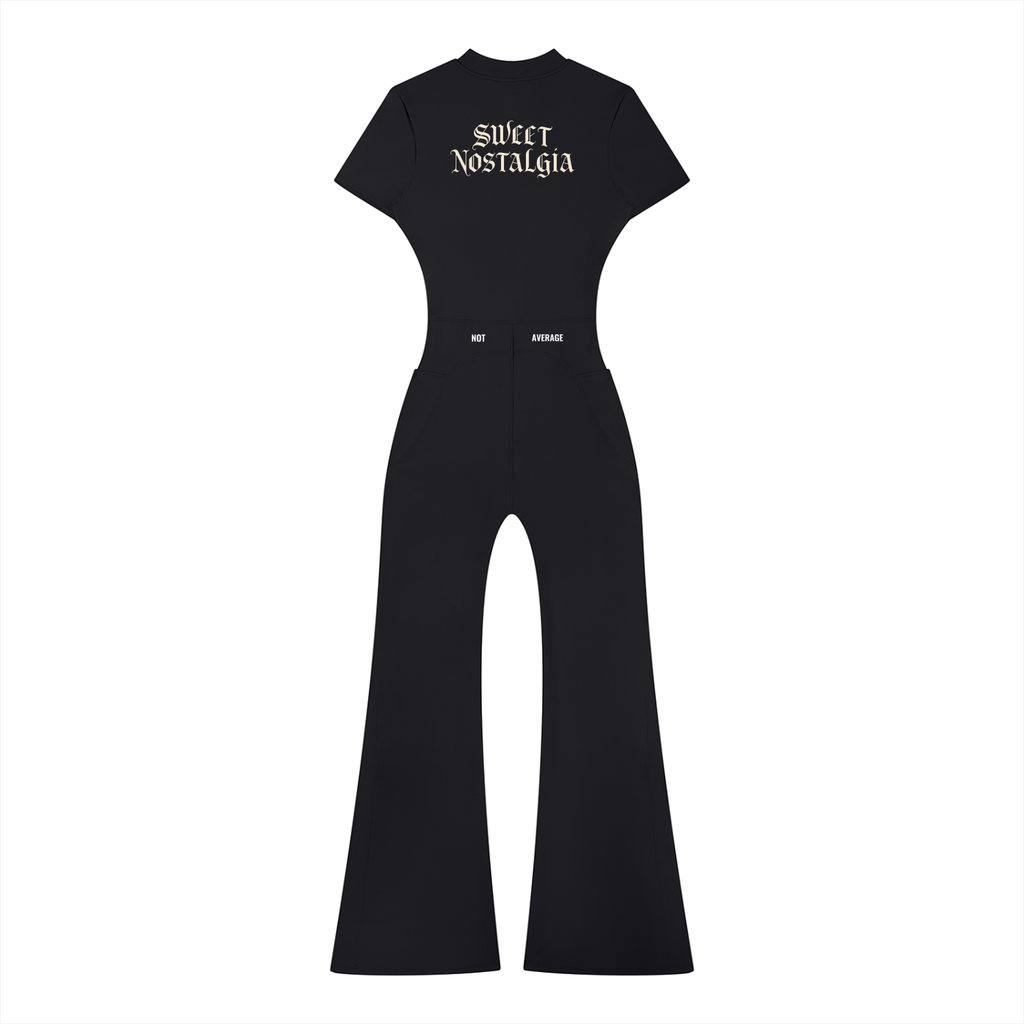 SWEET NOSTALGIA (Women’s) Tight Flared Leg Quarter-Zip Jumpsuit